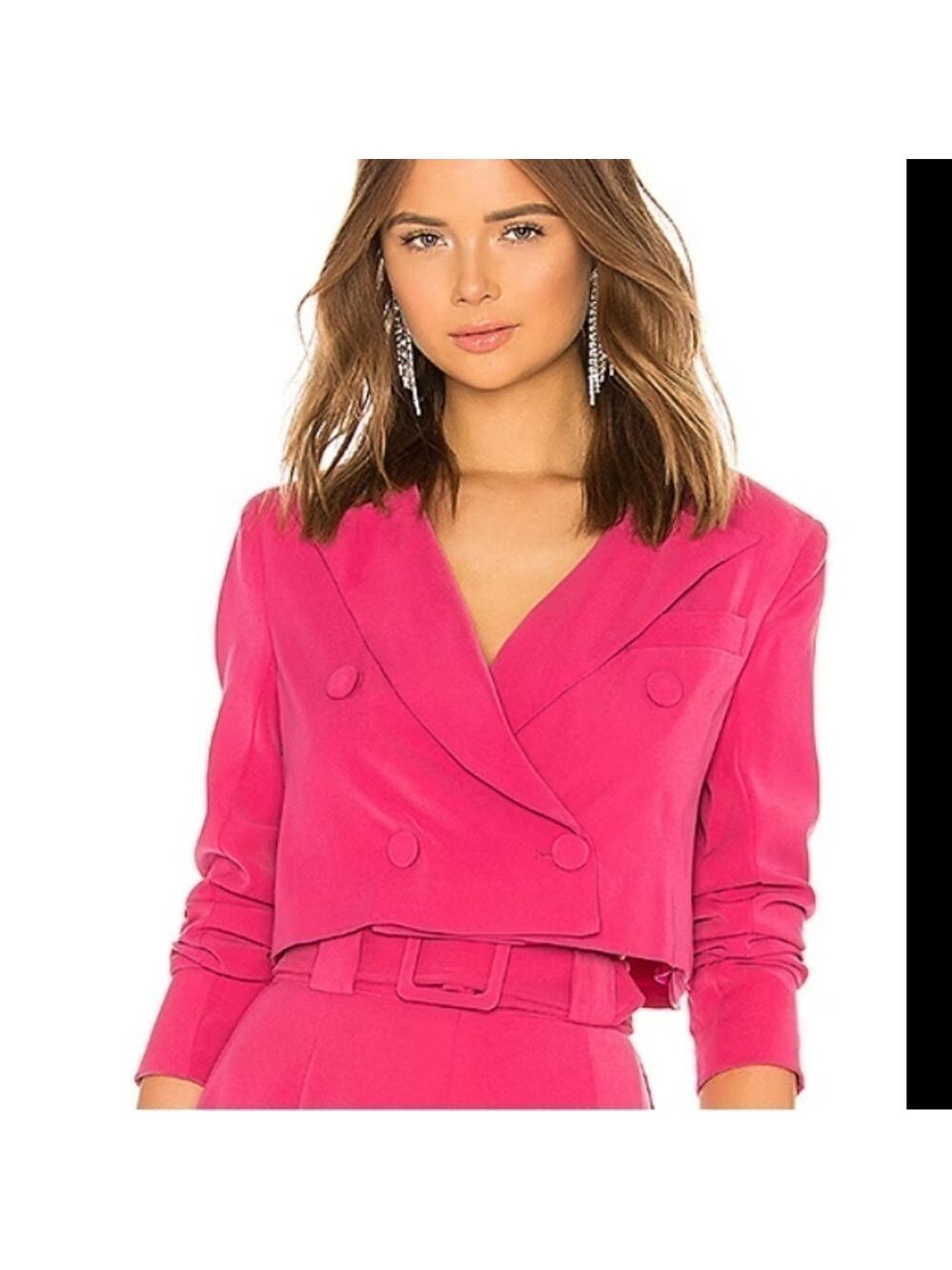 Lovers + friends fuschia crop blazer top